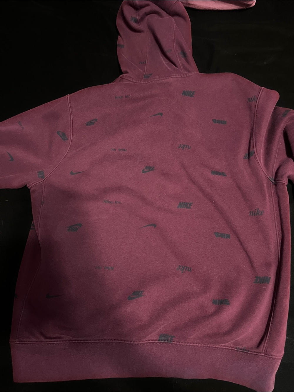 Nike Men's Maroon All-Over Logo Pullover Hoodie - Picture 2 of 4